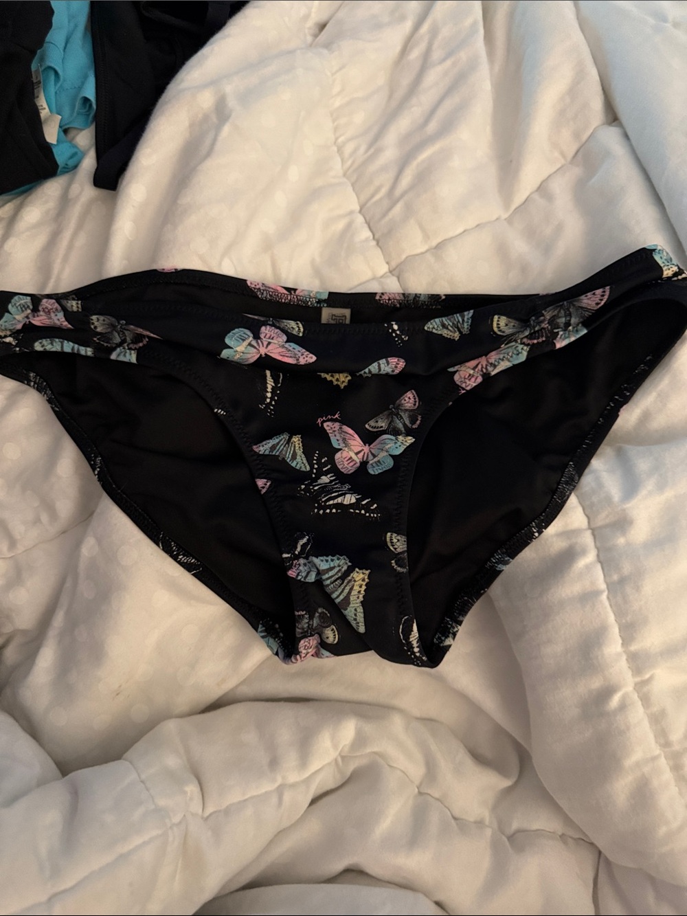 PINK - By Victoria’s Secret Black Butterfly Print Swim Bottoms Sz: M